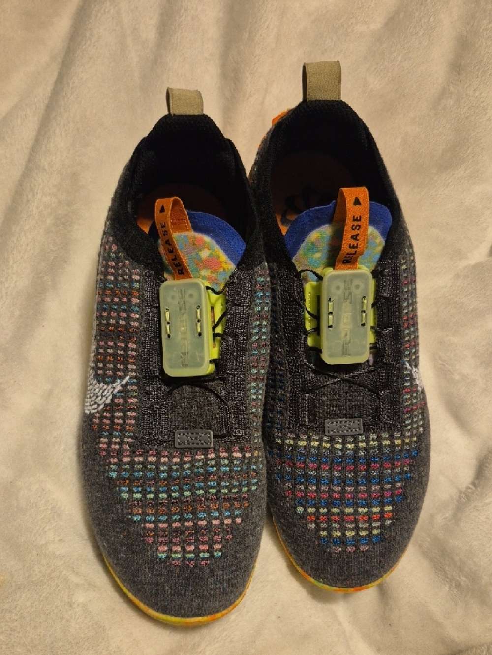Nike Air VaporMax Flyknit Slip-On Sneakers - Black, Yellow & Multicolor - Picture 3 of 5